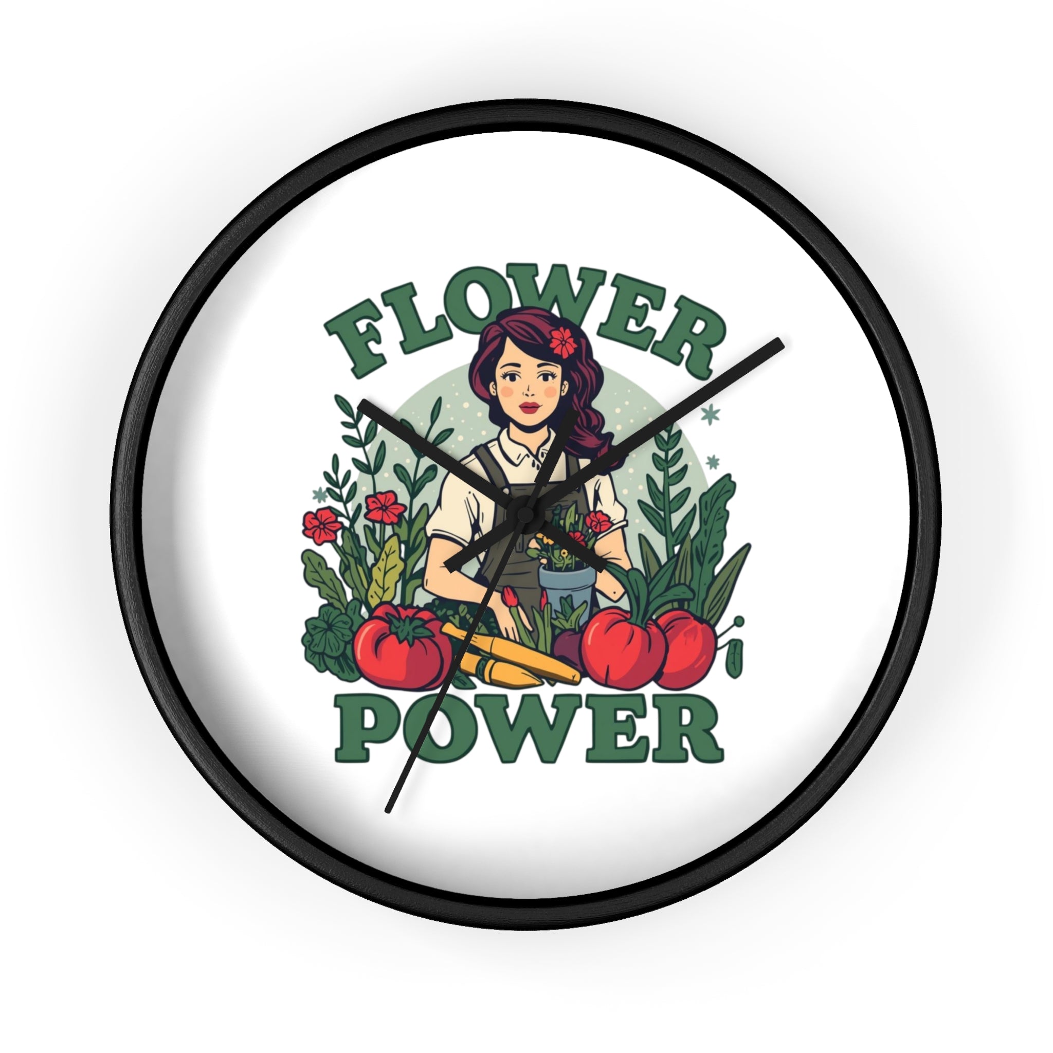 Flower Power Wall Clock - Vintage Garden Decor for Plant Lovers