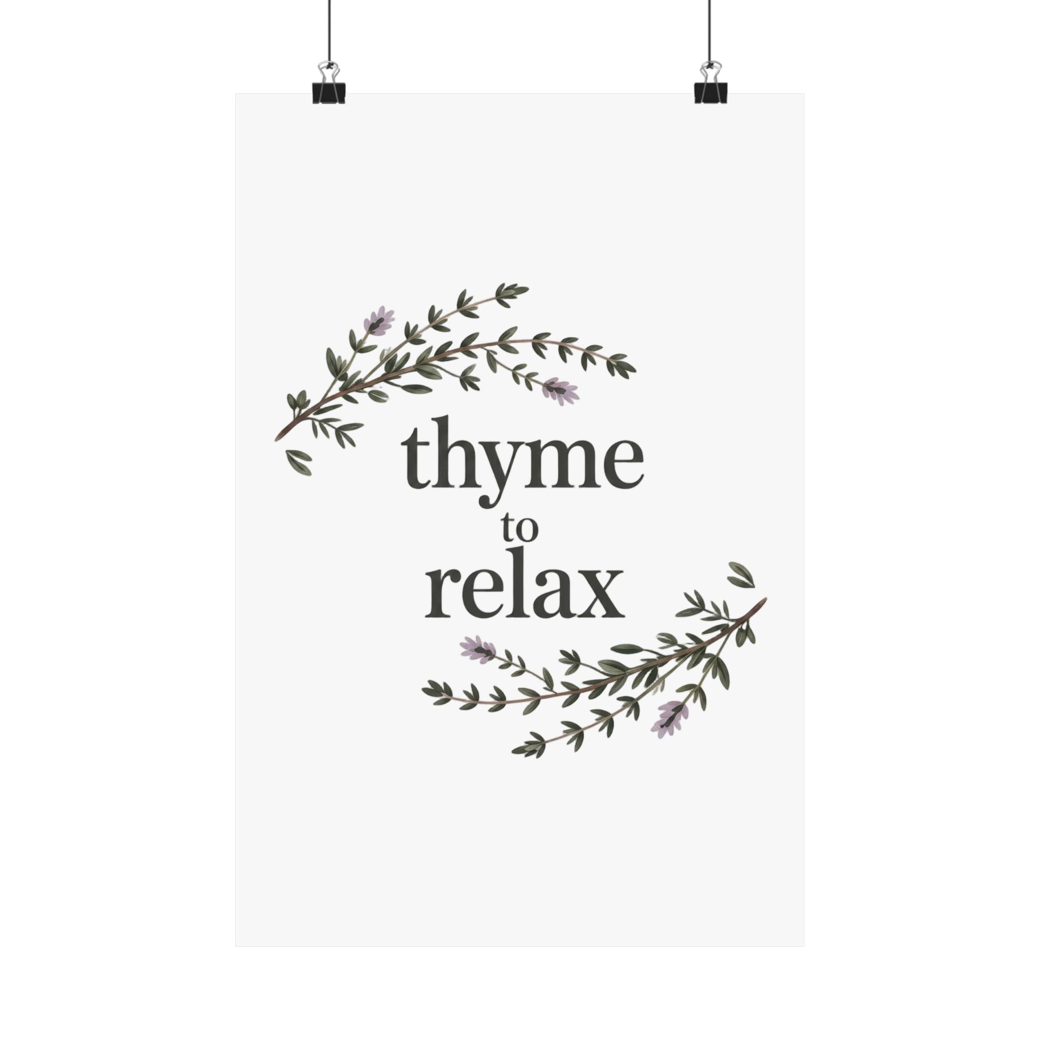 Thyme to Relax Botanical Poster — Calming Kitchen or Spa Wall Art