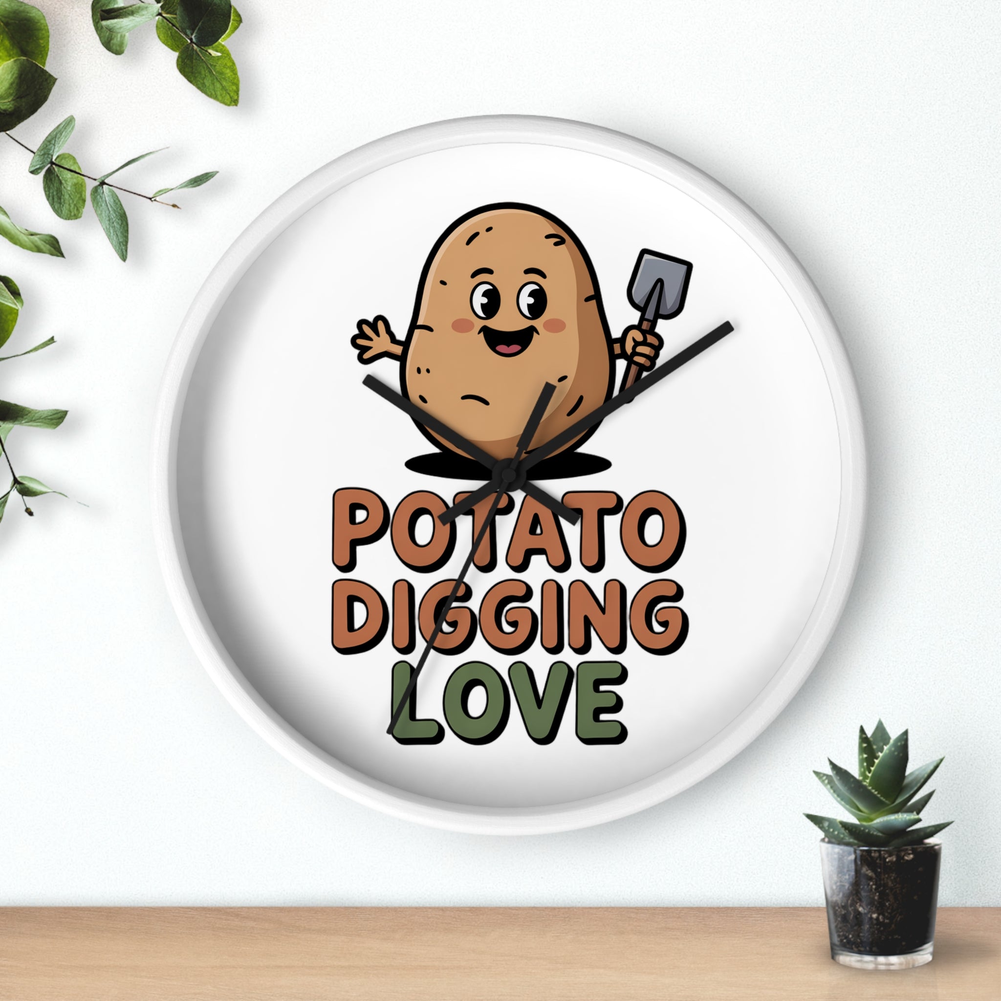 Potato Digging Love Wall Clock — Cute Gardener Kitchen Decor