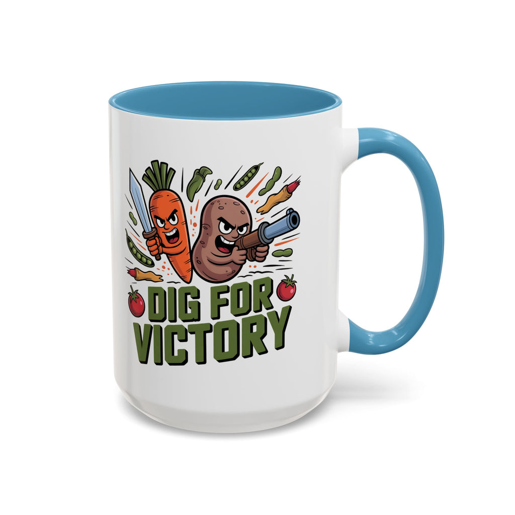Dig For Victory Coffee Mug — Garden Veggie Cartoon Accent Mug (11/15oz)