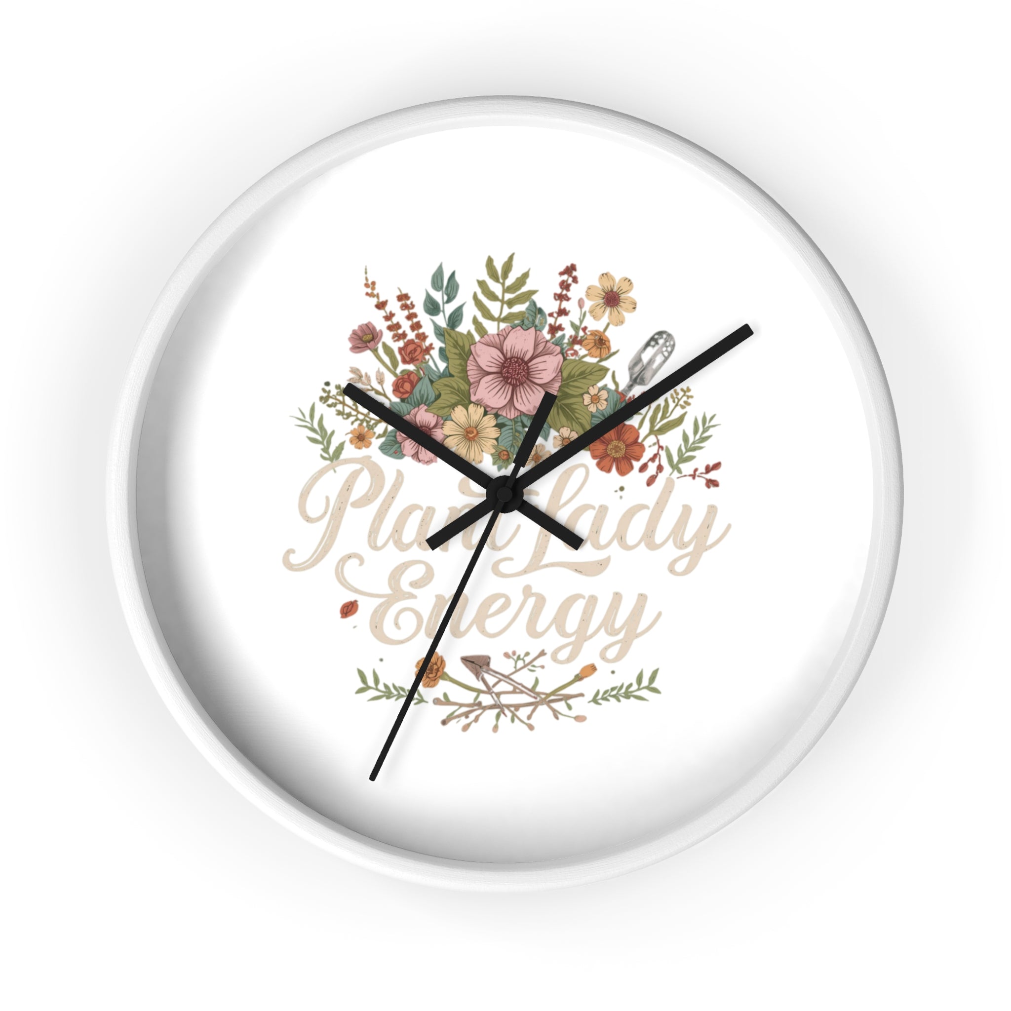 Plant Lady Energy Wall Clock — Floral Botanical Home Decor Gift