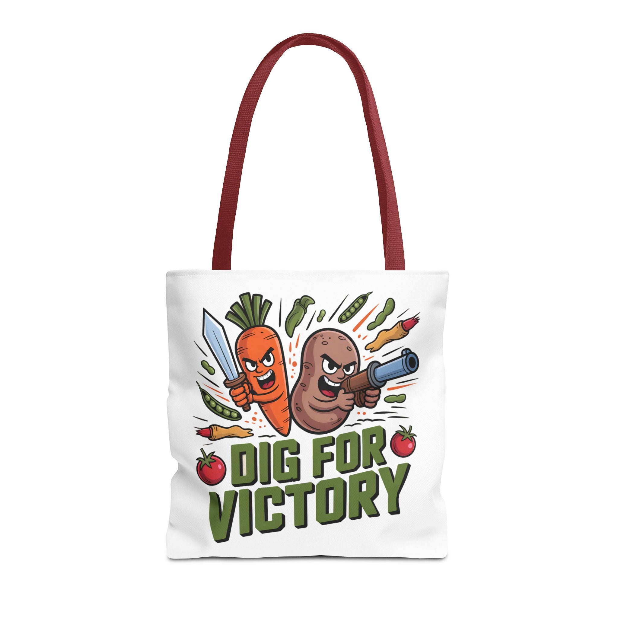 Tote Bag — "Dig for Victory" Garden Veggie Tote (Cute Carrot & Potato Illustration)