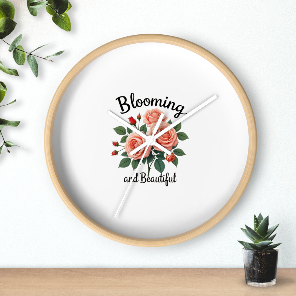 Blooming and Beautiful Wall Clock — Floral Rose Decorative Home Clock