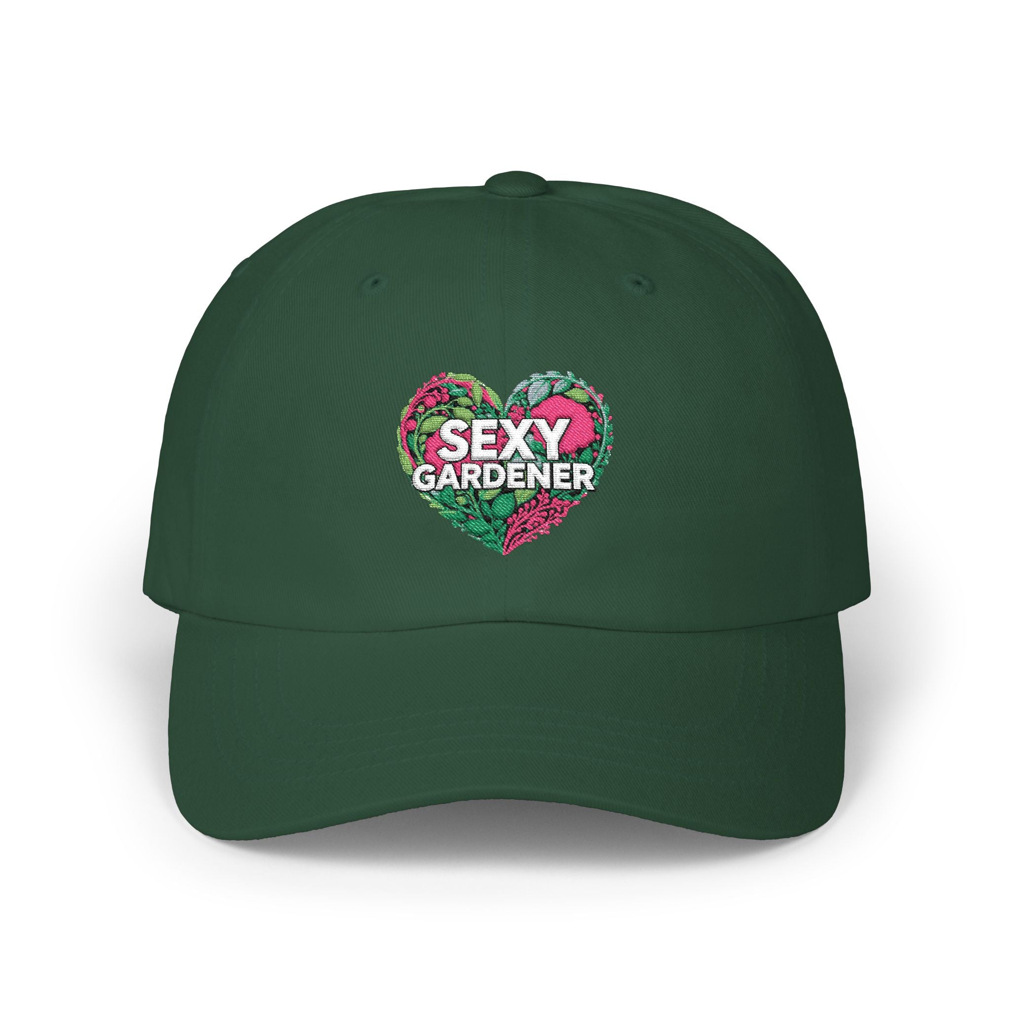 Classic Dad Cap — "Sexy Gardener" Floral Heart Embroidered Hat