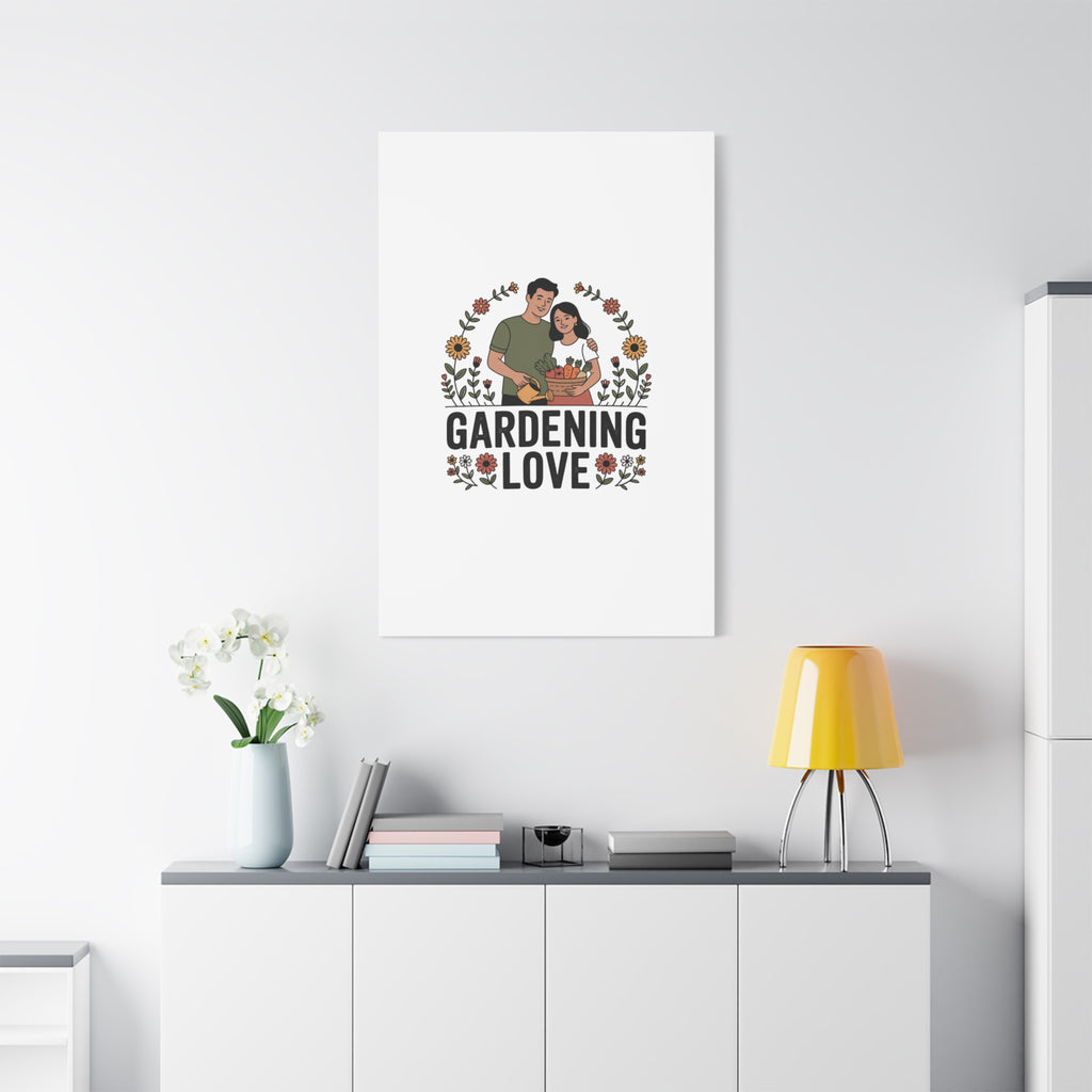 Gardening Love Canvas Print — Couple Gardening Wall Art