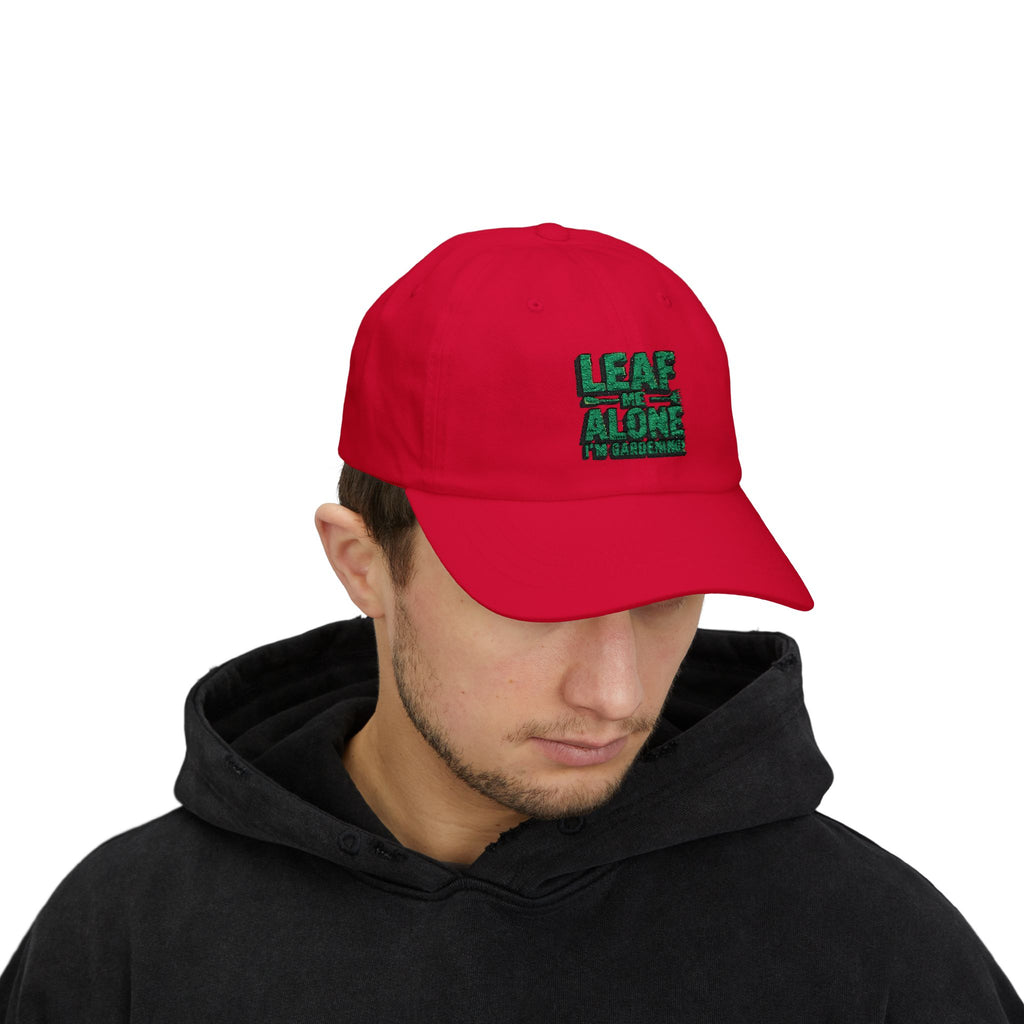 Dad Cap – "Leaf Me Alone" Gardening Hat (Funny Plant Lover Embroidered Cap)