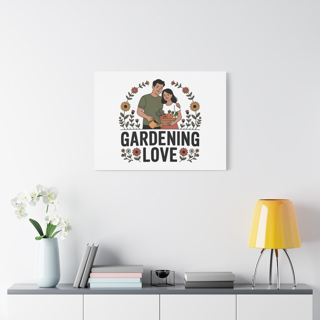 Gardening Love Canvas Print — Couple Gardening Wall Art