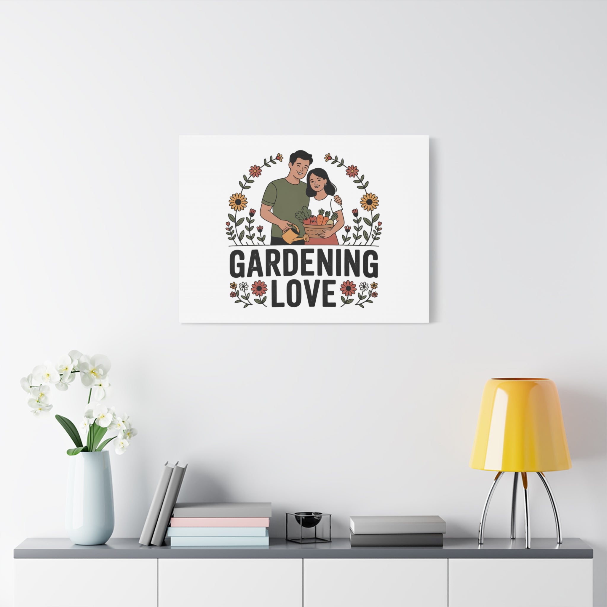 Gardening Love Canvas Print — Couple Gardening Wall Art