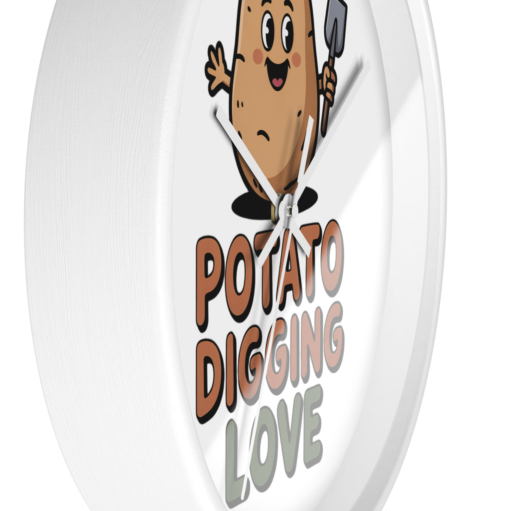 Potato Digging Love Wall Clock — Cute Gardener Kitchen Decor