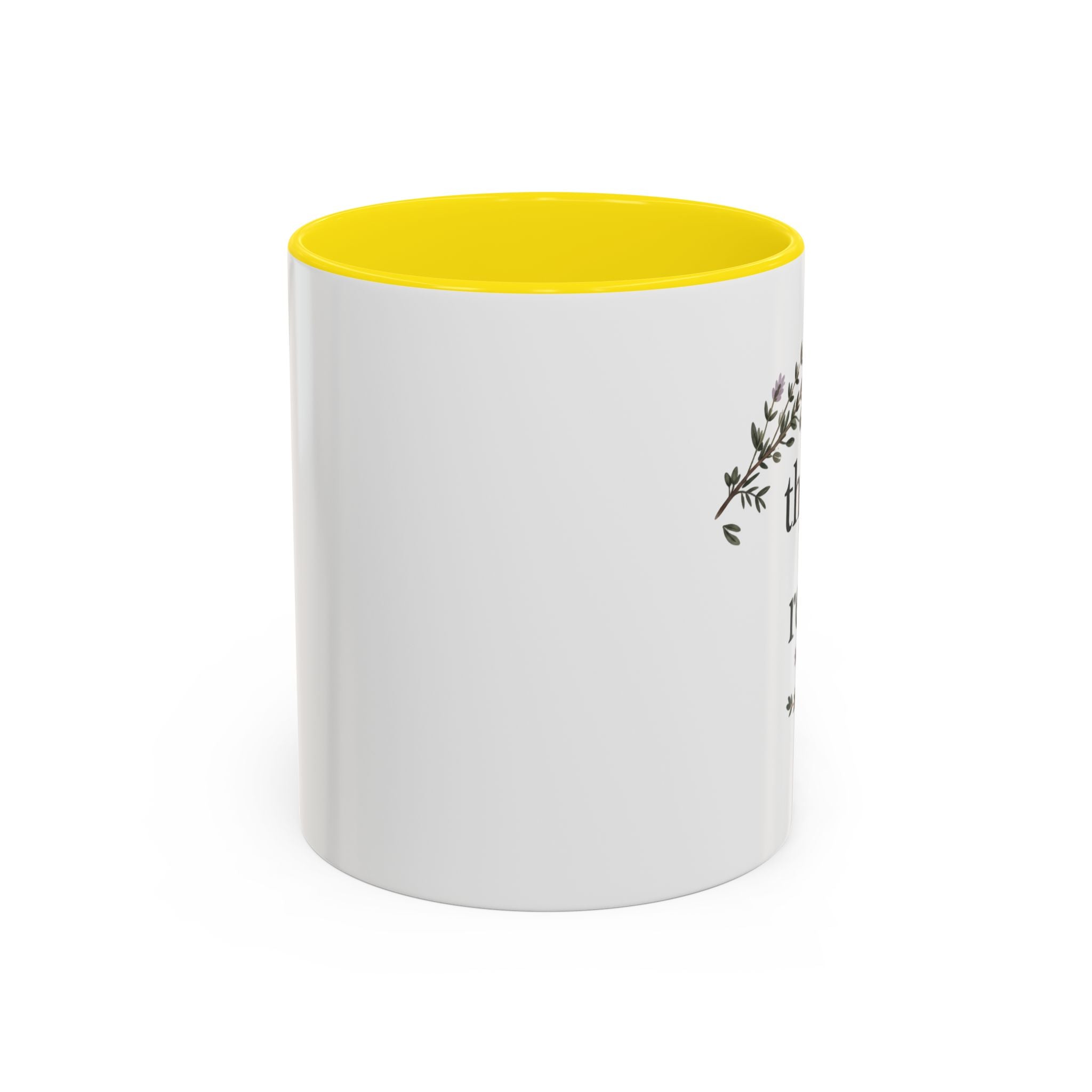 Thyme to Relax Accent Coffee Mug — Herbal Tea & Coffee Cup, Floral Kitchen Gift