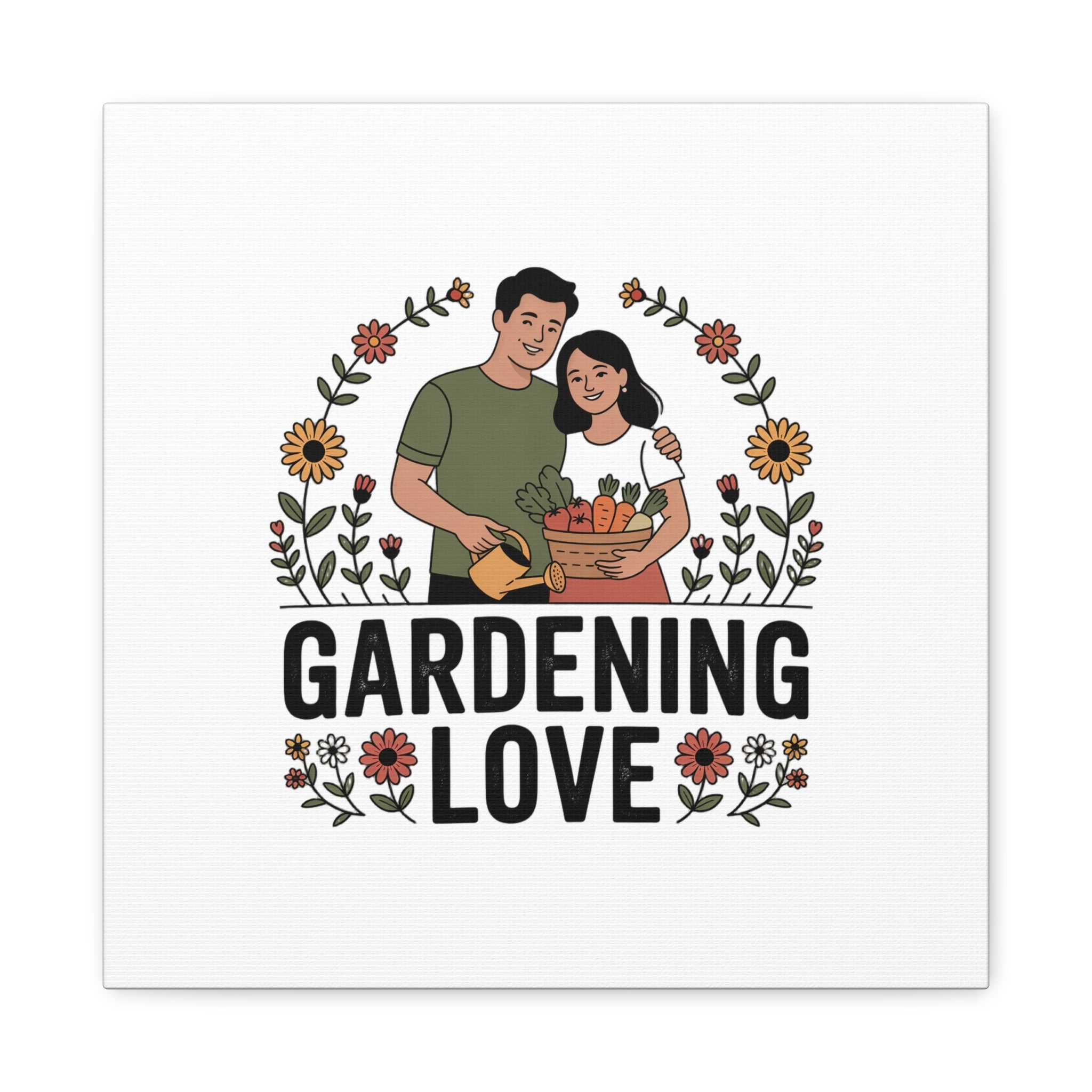 Gardening Love Canvas Print — Couple Gardening Wall Art