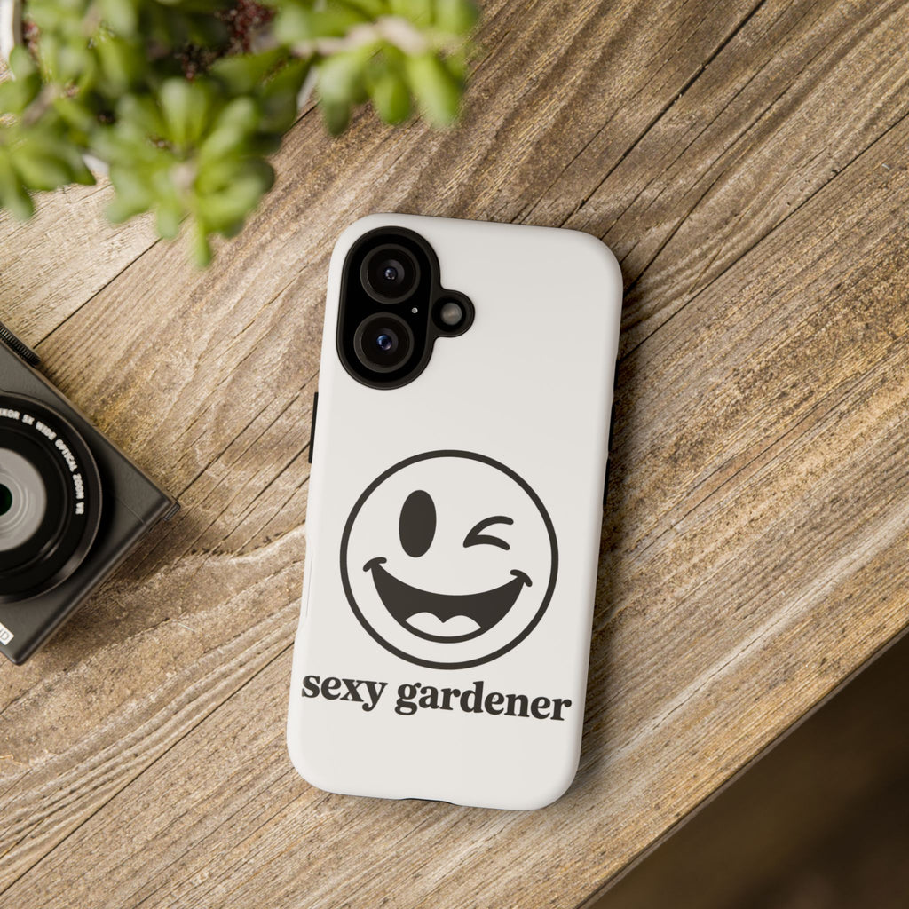 Phone Case — Winking Smiley “sexy gardener” Graphic