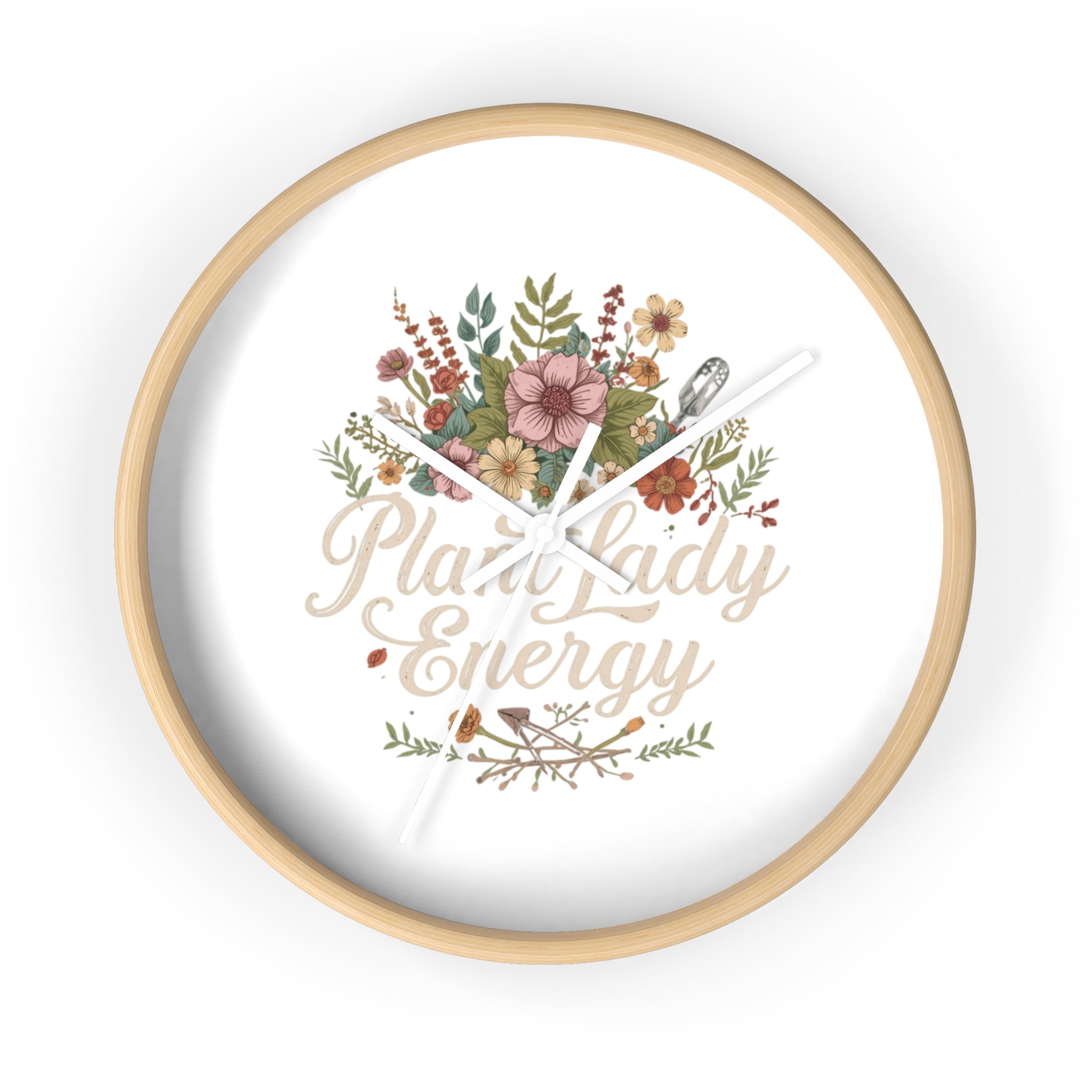 Plant Lady Energy Wall Clock — Floral Botanical Home Decor Gift