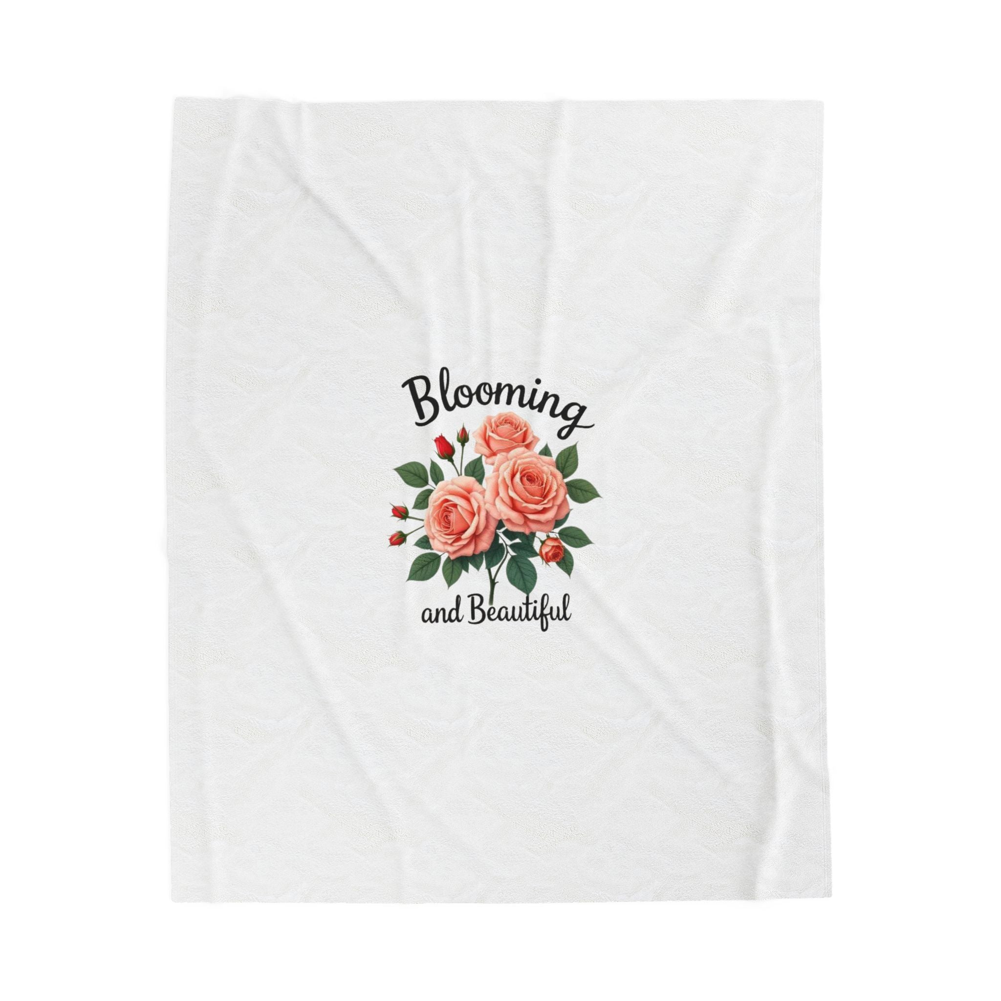 Blooming and Beautiful Plush Blanket — Floral Velveteen Throw for Mothers & Spring Gifts