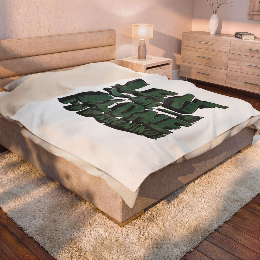 Velveteen Plush Blanket — "Leaf Me Alone I'm Gardening" Cozy Gardeners Throw