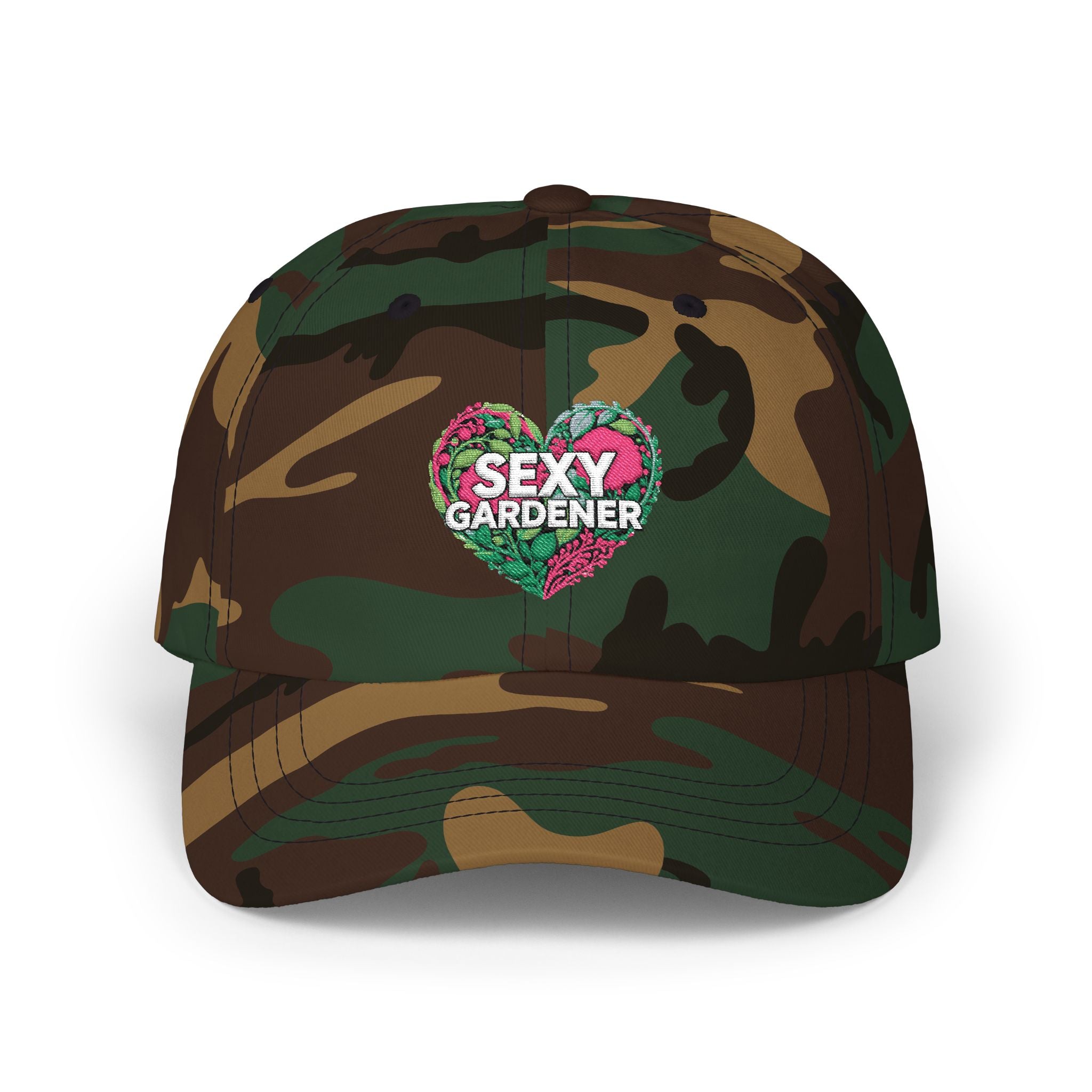Classic Dad Cap — "Sexy Gardener" Floral Heart Embroidered Hat