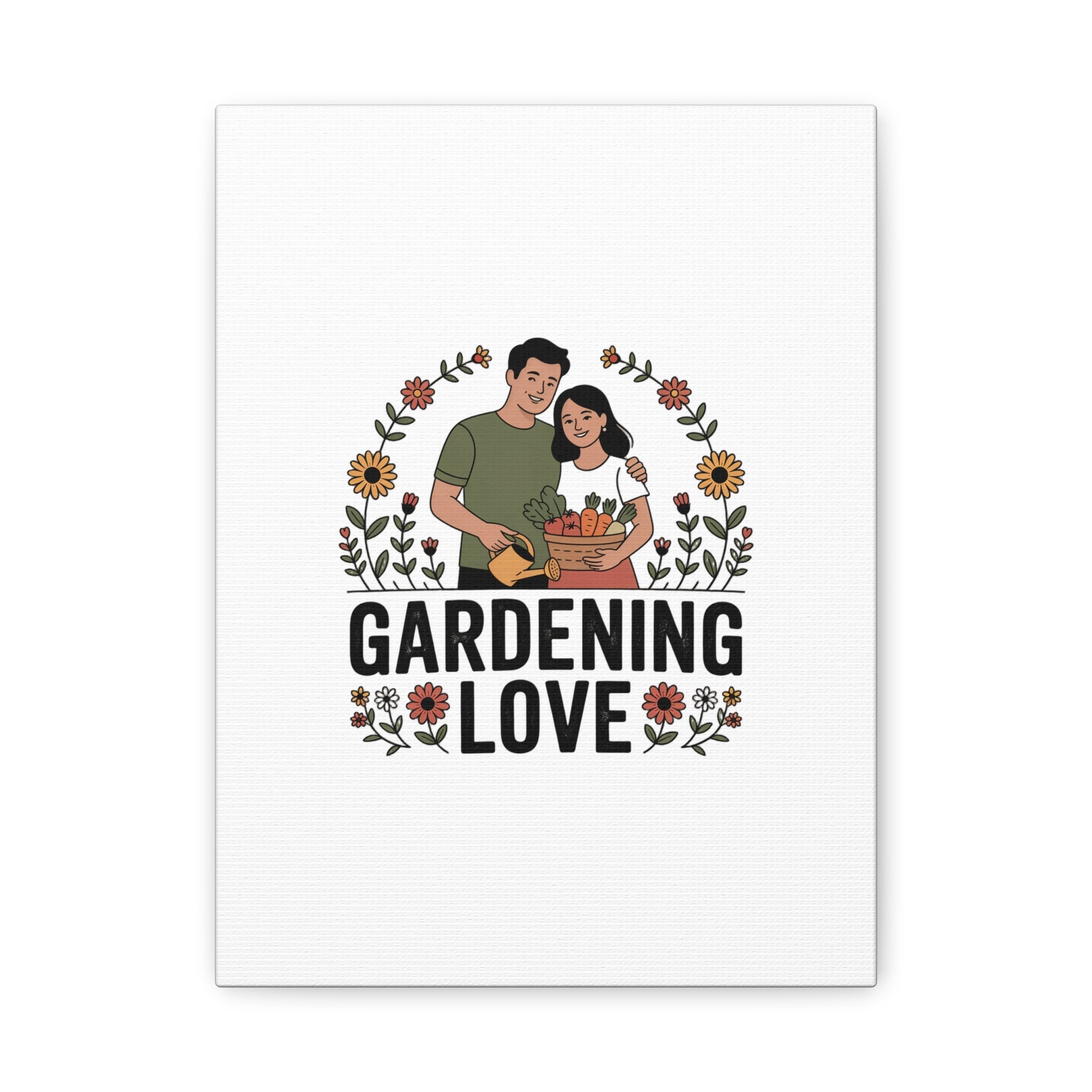 Gardening Love Canvas Print — Couple Gardening Wall Art