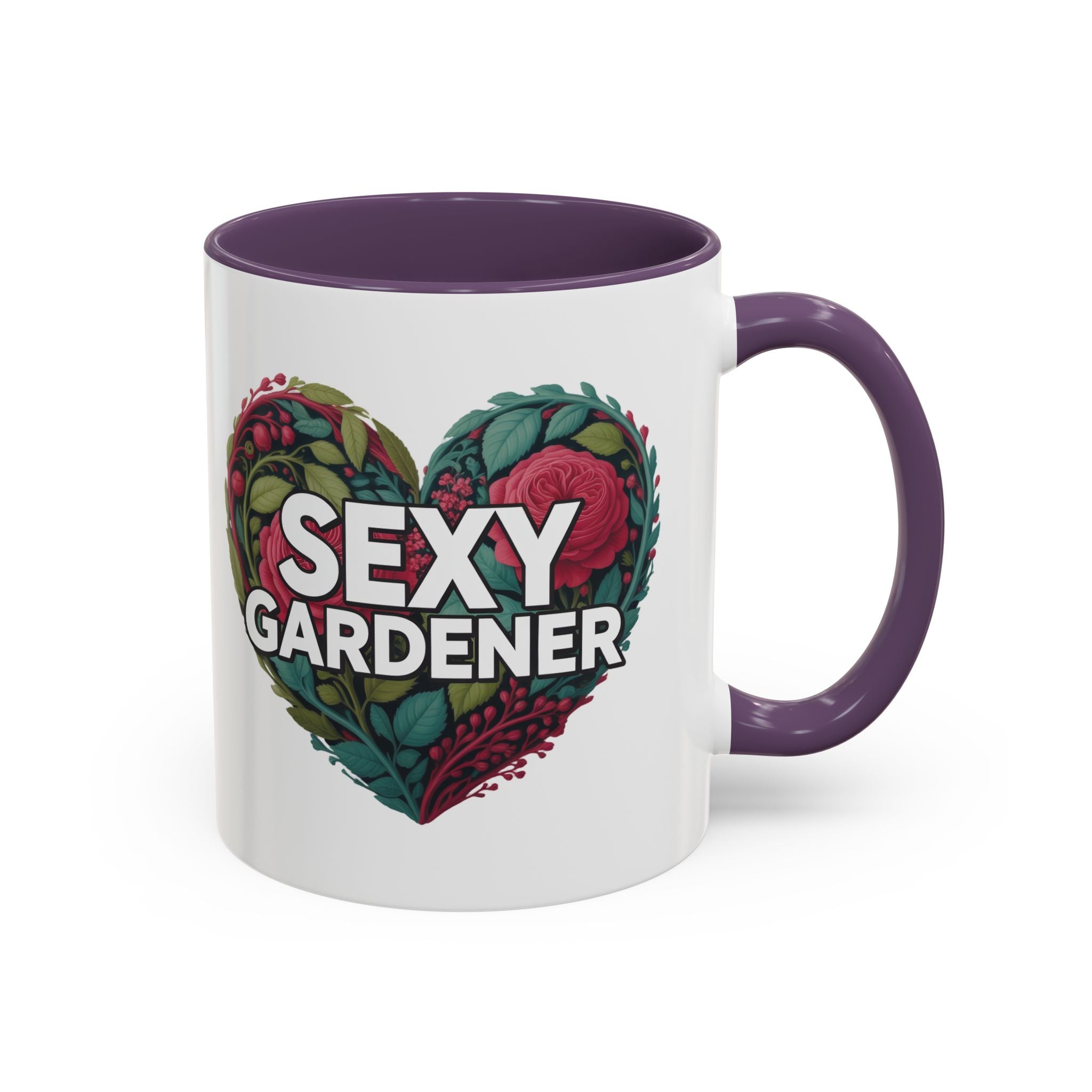 Sexy Gardener Accent Coffee Mug – Floral Heart Gardening Gift (11/15oz)