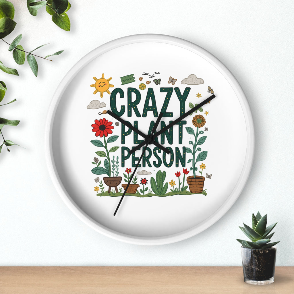 Crazy Plant Person Wall Clock — Botanical Decor Clock for Plant Lovers