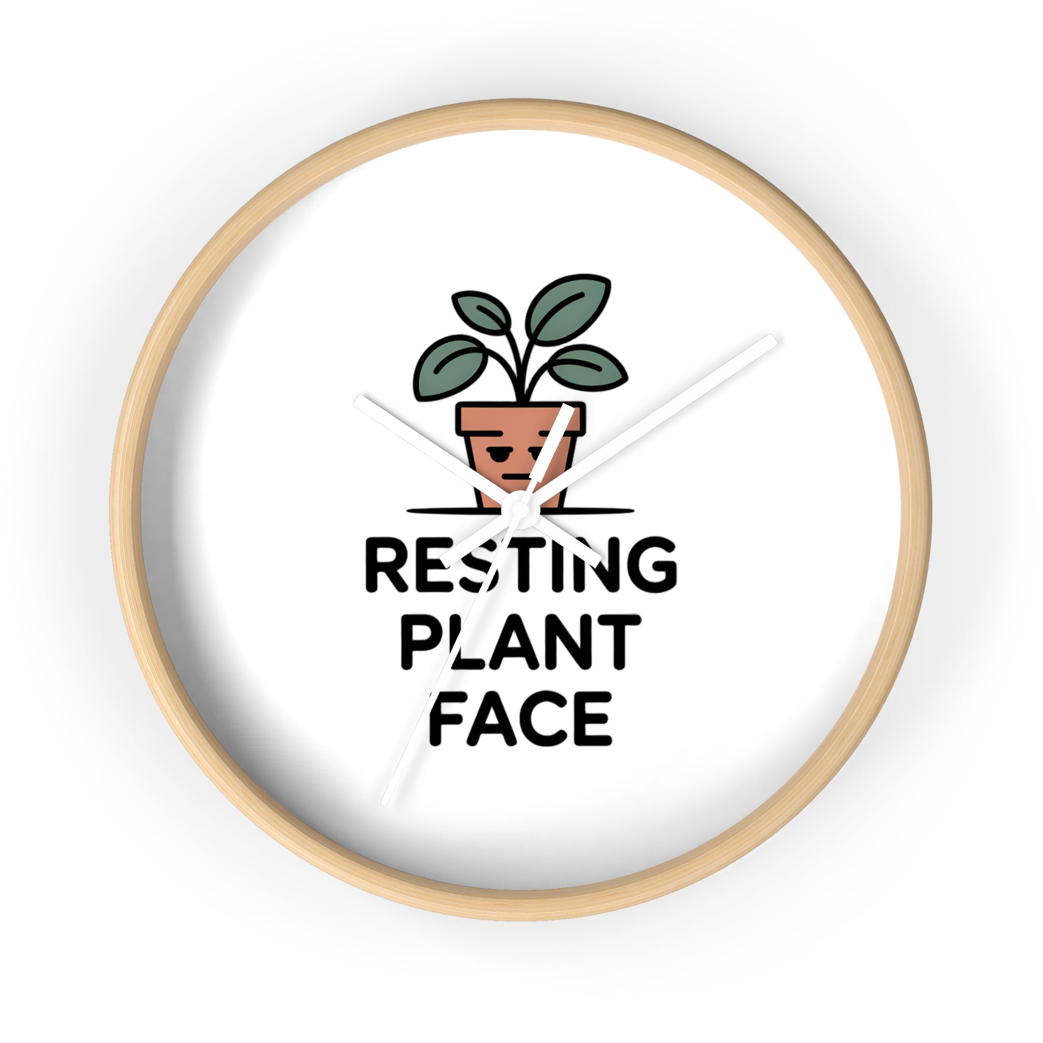 Resting Plant Face Wall Clock — Cute Plant Pot Decorative Clock for Plant Lovers