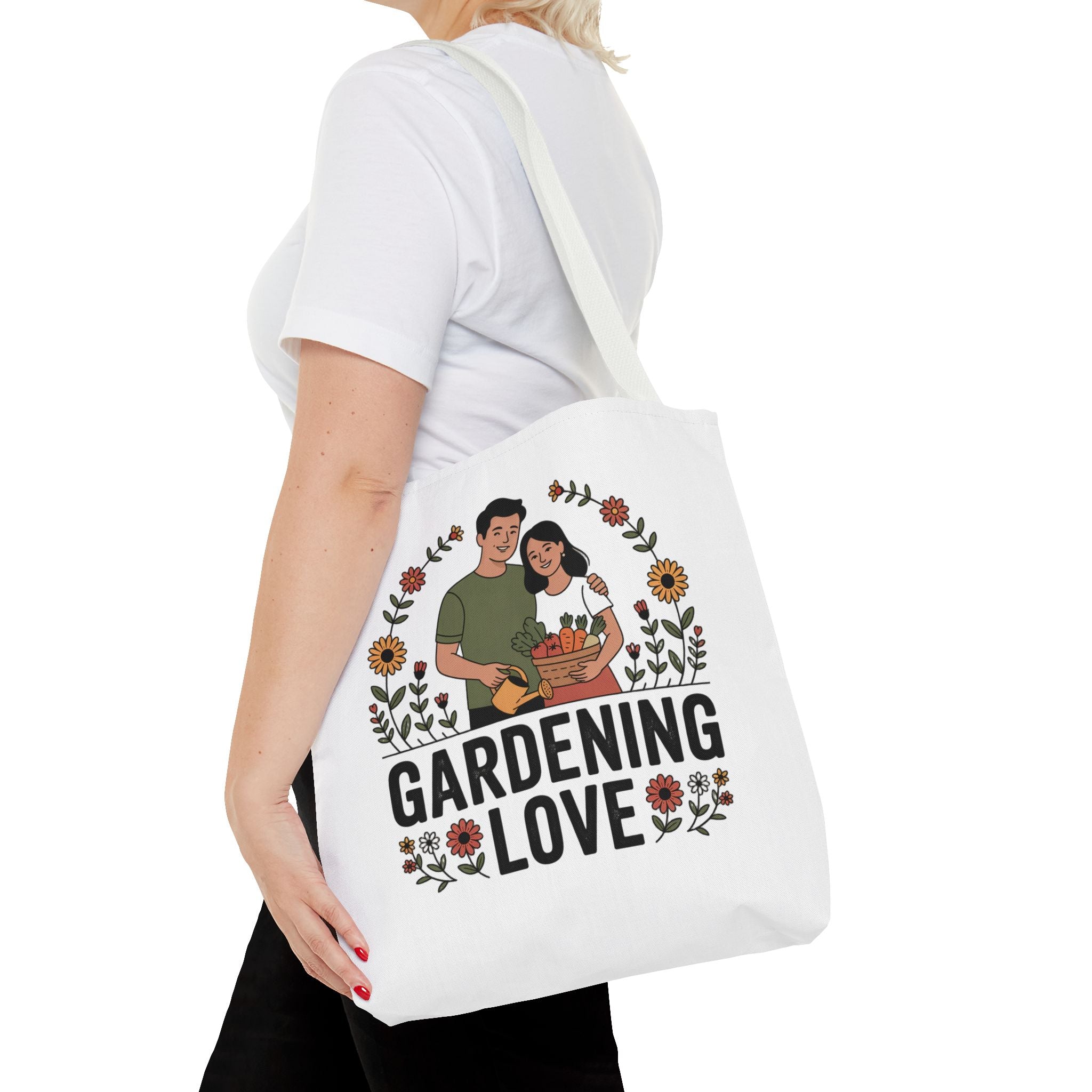 Gardening Love Tote Bag — Floral Couples Gardeners Market Bag