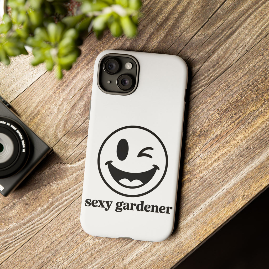 Phone Case — Winking Smiley “sexy gardener” Graphic