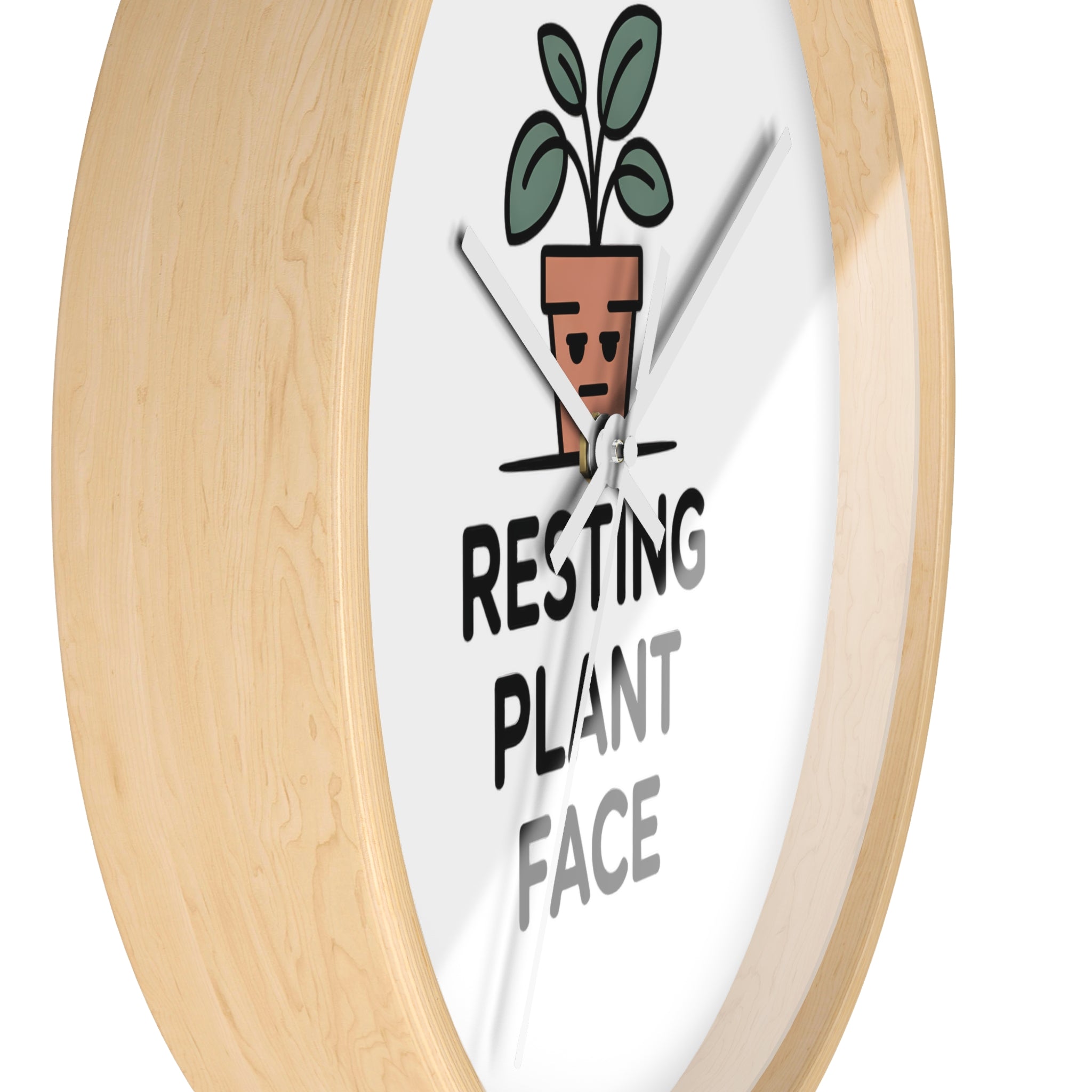 Resting Plant Face Wall Clock — Cute Plant Pot Decorative Clock for Plant Lovers