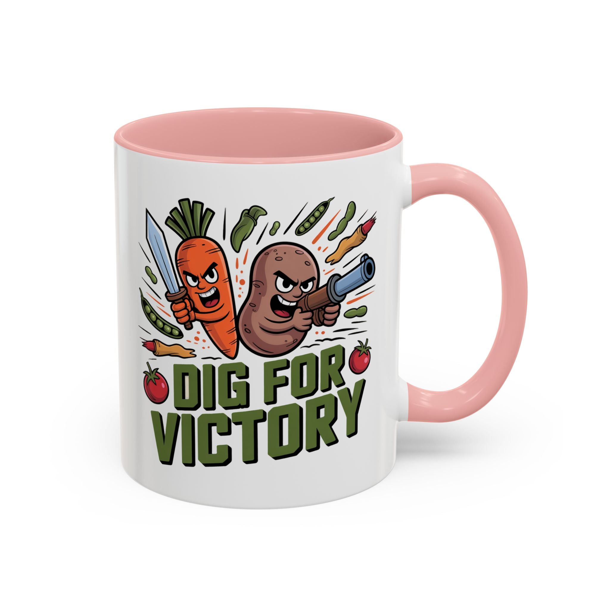 Dig For Victory Coffee Mug — Garden Veggie Cartoon Accent Mug (11/15oz)