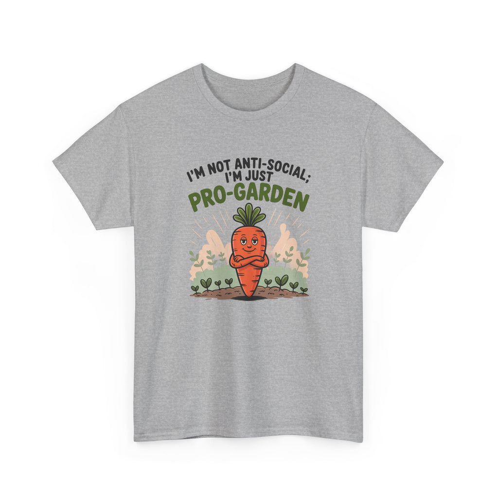 Garden Lover T‑Shirt — "I’m Not Anti-Social, I’m Just Pro-Garden" Cute Carrot Tee