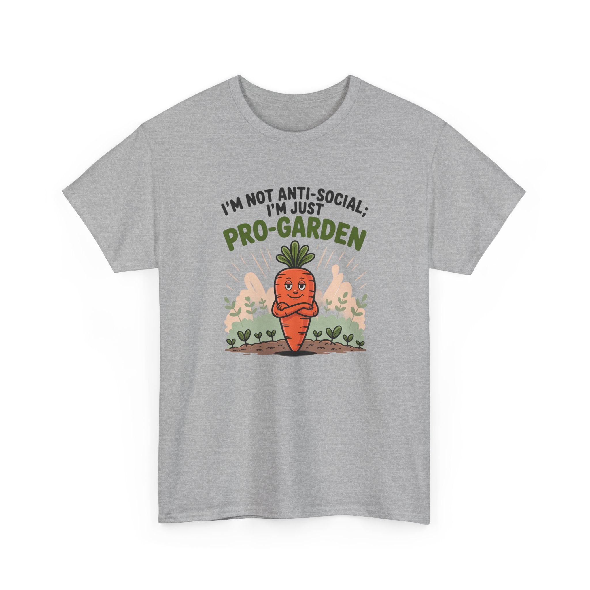 Garden Lover T‑Shirt — "I’m Not Anti-Social, I’m Just Pro-Garden" Cute Carrot Tee