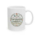 Gardening Addict Ceramic Mug — Floral Design with Garden Tools (11oz & 15oz)