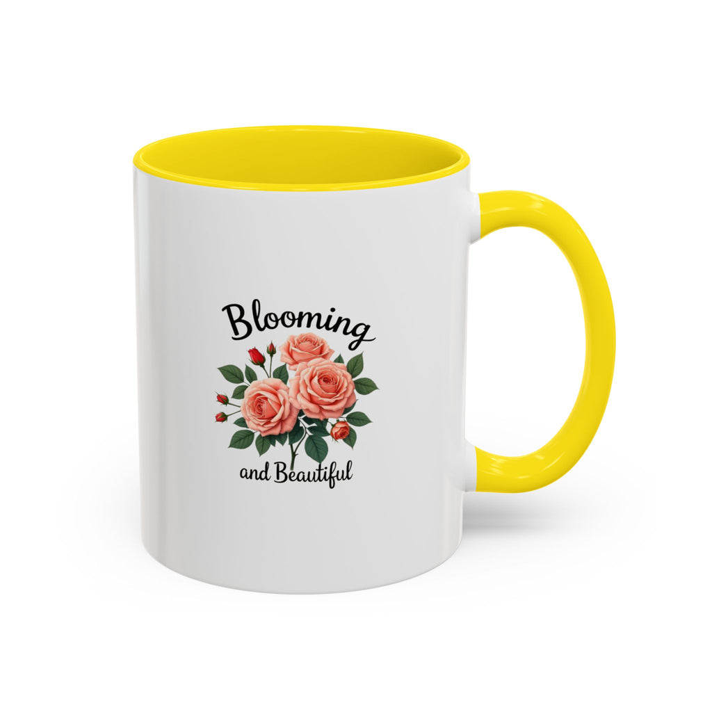Blooming and Beautiful Accent Coffee Mug - Floral Rose Gift for Mom