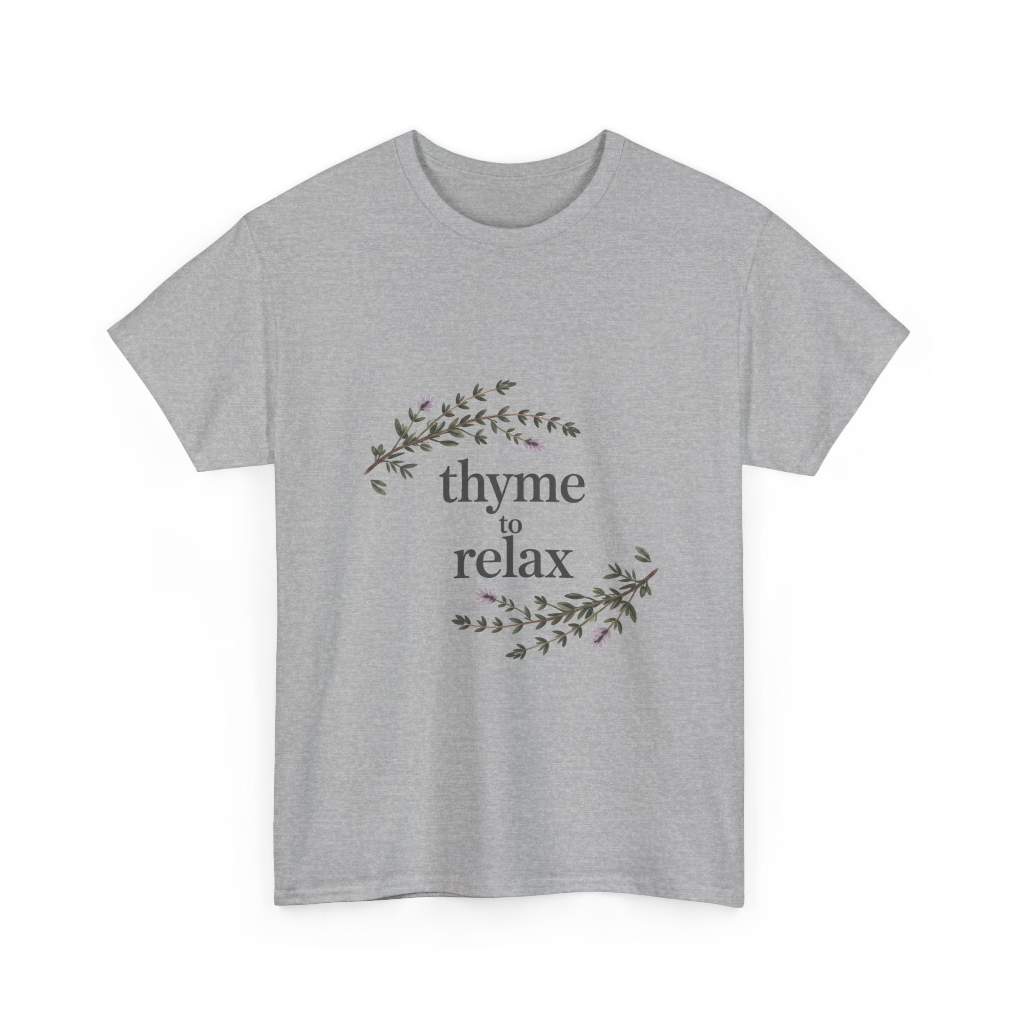 Relax Tee — “Thyme to Relax” Herbal Floral Graphic T-Shirt