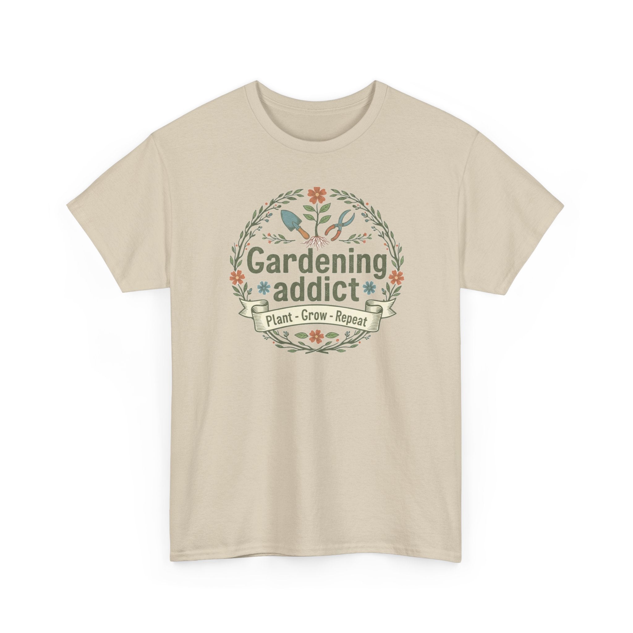 Gardening Addict T-Shirt — Plant Grow Repeat Floral Tee for Gardeners