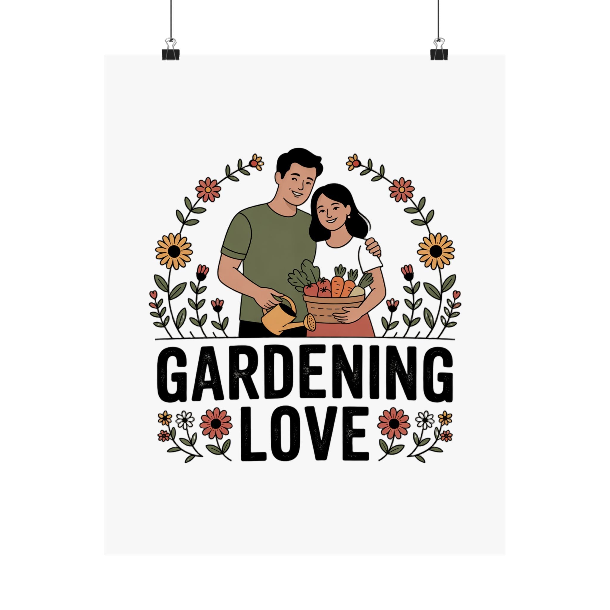 Gardening Love Poster — Couple Gardening Wall Art, Floral Botanical Print