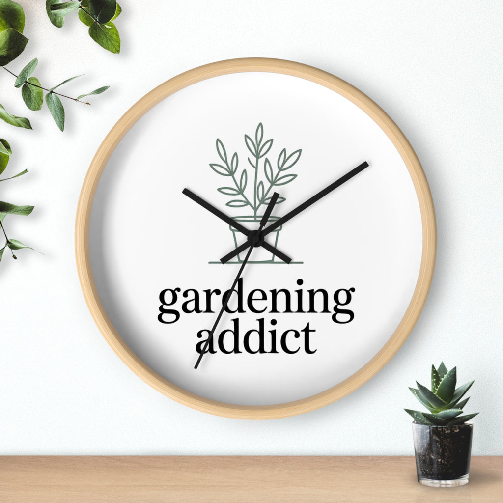 Gardening Addict Wall Clock — Minimal Plant Lover Decor