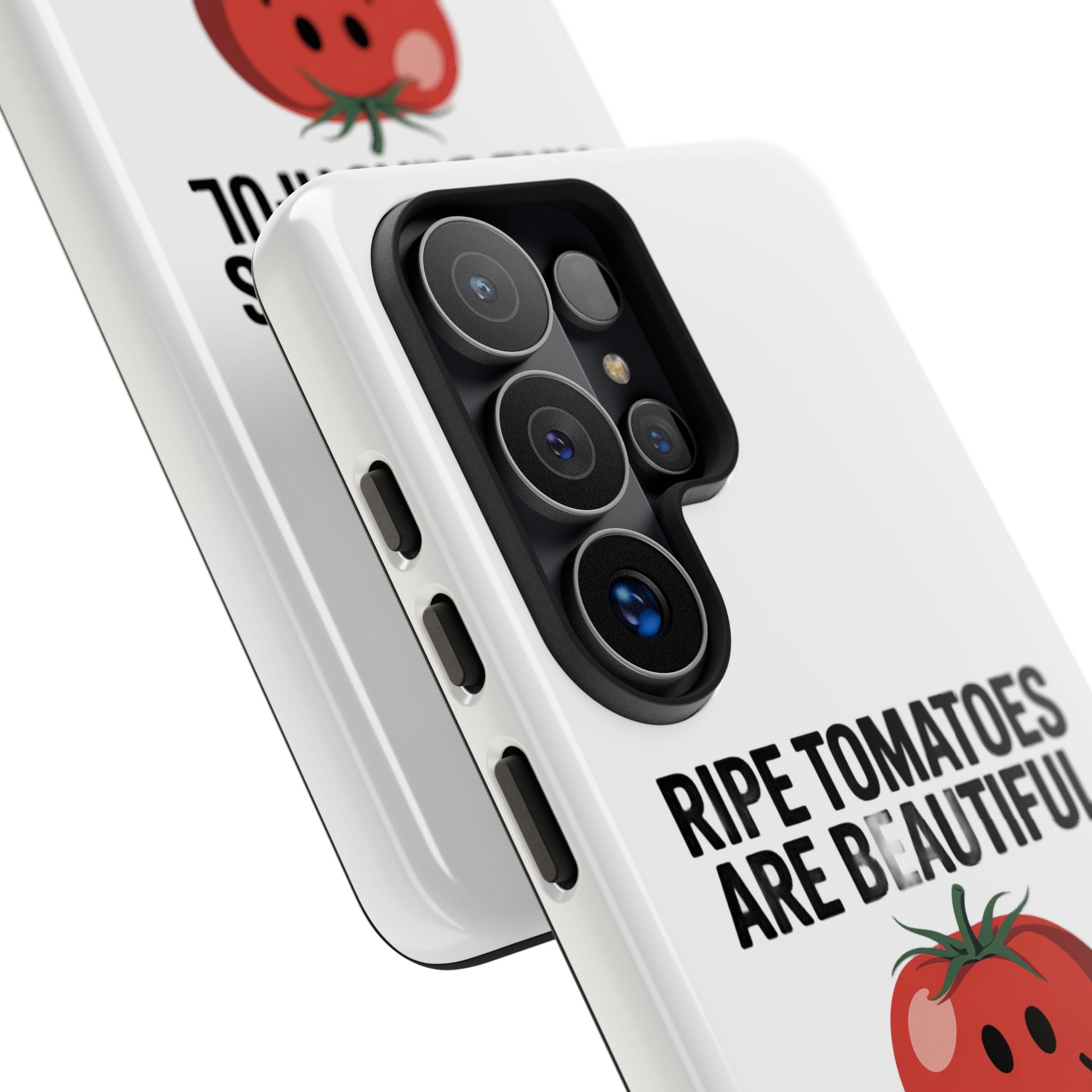 Phone Case — "Ripe Tomatoes Are Beautiful" Audrey Hepburn Quote with Smiling Tomato Graphic