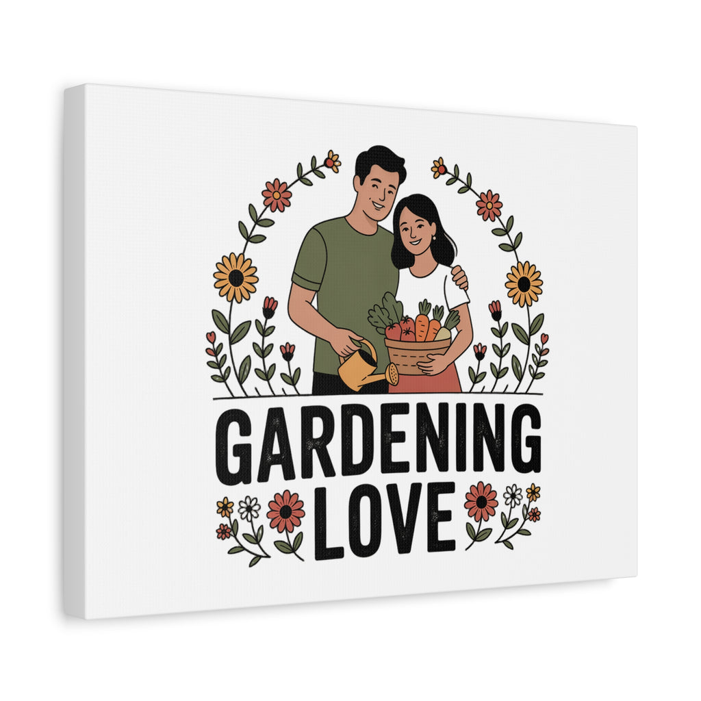Gardening Love Canvas Print — Couple Gardening Wall Art