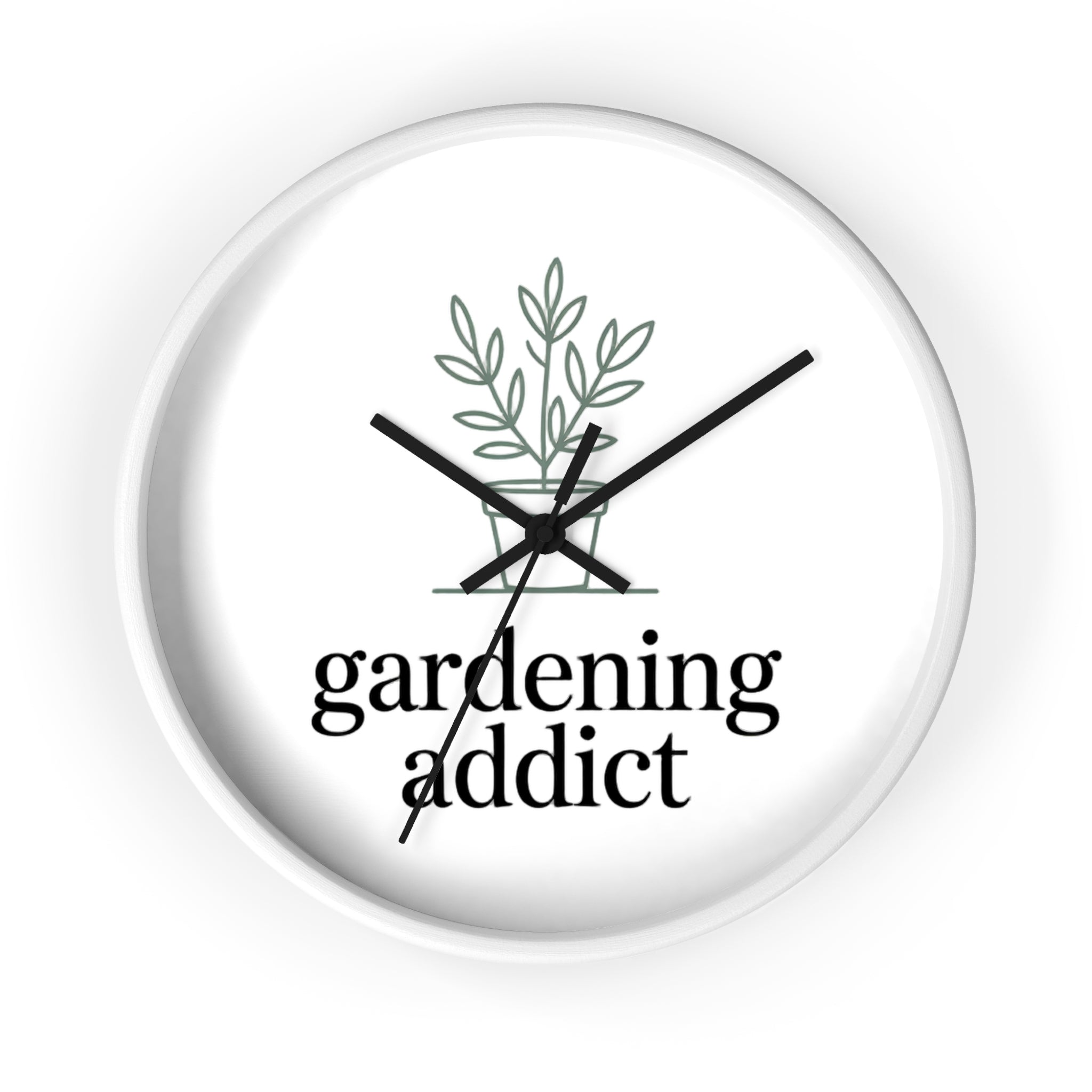 Gardening Addict Wall Clock — Minimal Plant Lover Decor