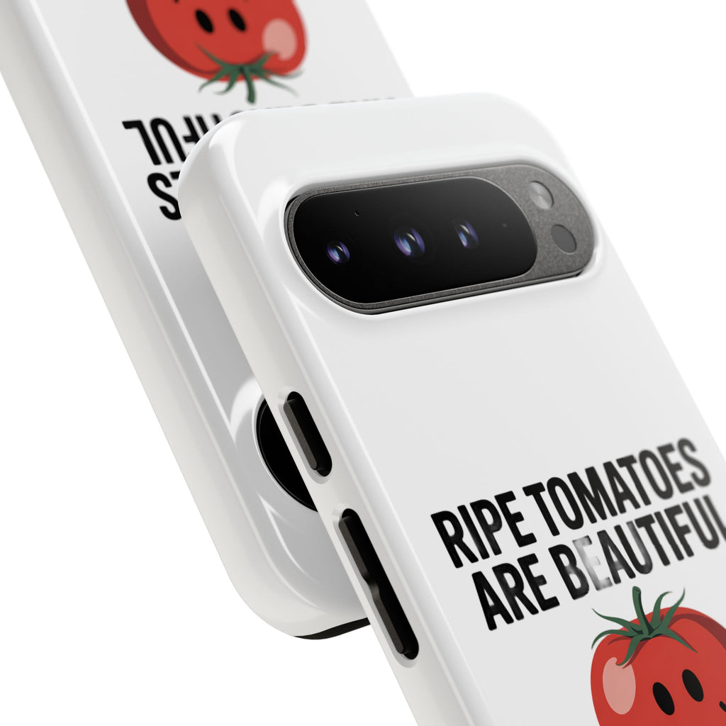 Phone Case — "Ripe Tomatoes Are Beautiful" Audrey Hepburn Quote with Smiling Tomato Graphic
