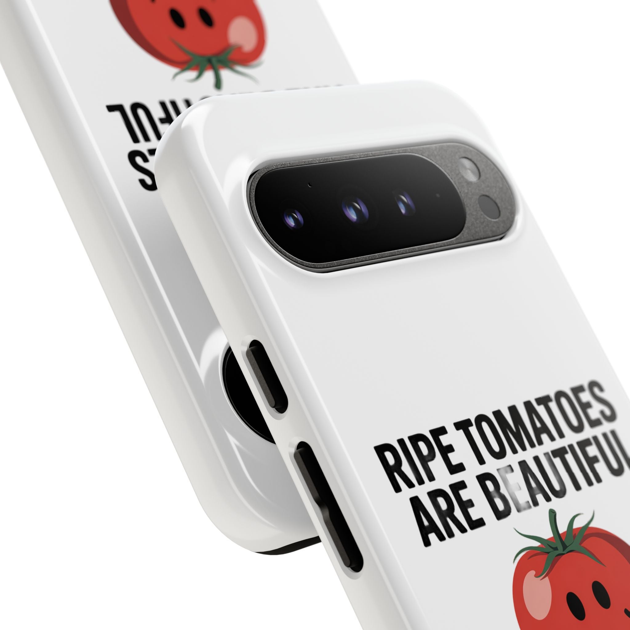 Phone Case — "Ripe Tomatoes Are Beautiful" Audrey Hepburn Quote with Smiling Tomato Graphic