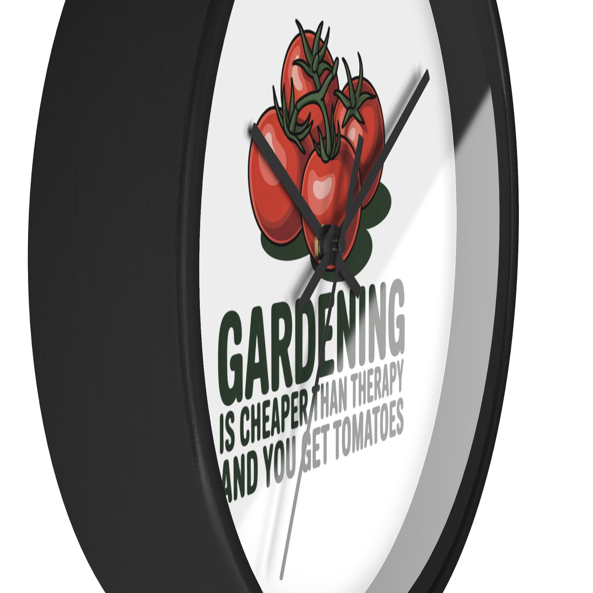 Gardening Wall Clock — "Gardening is Cheaper Than Therapy and You Get Tomatoes" Decorative Clock for Gardeners