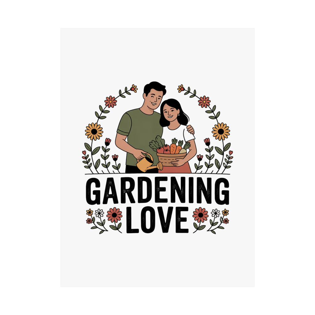 Gardening Love Poster — Couple Gardening Wall Art, Floral Botanical Print