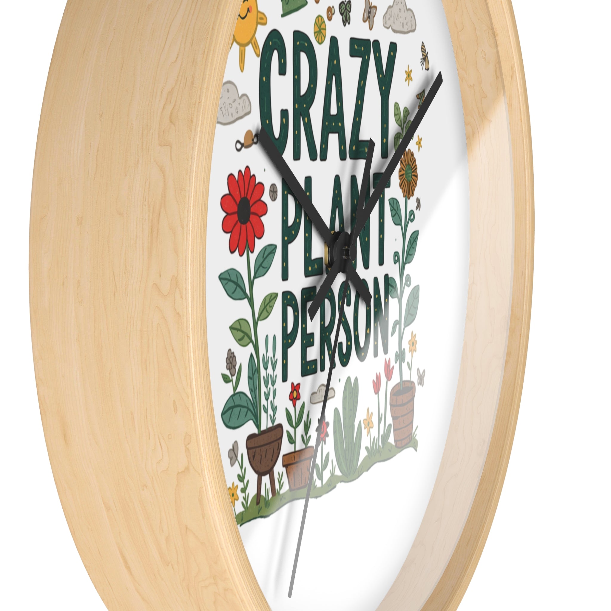 Crazy Plant Person Wall Clock — Botanical Decor Clock for Plant Lovers
