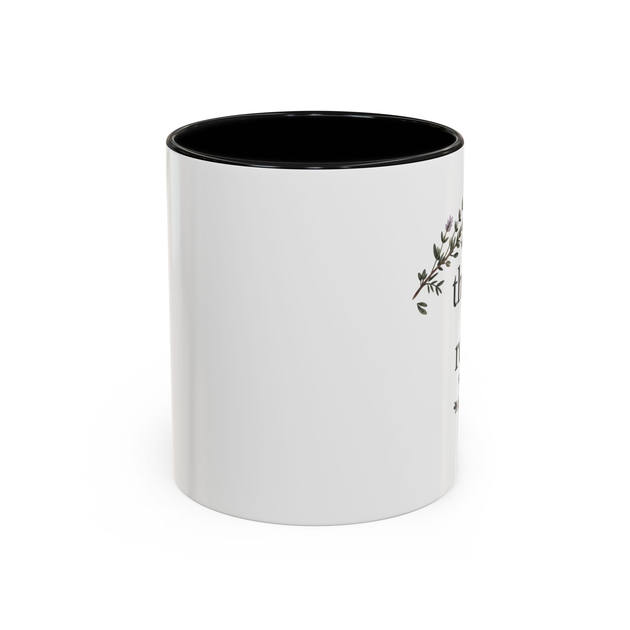Thyme to Relax Accent Coffee Mug — Herbal Tea & Coffee Cup, Floral Kitchen Gift