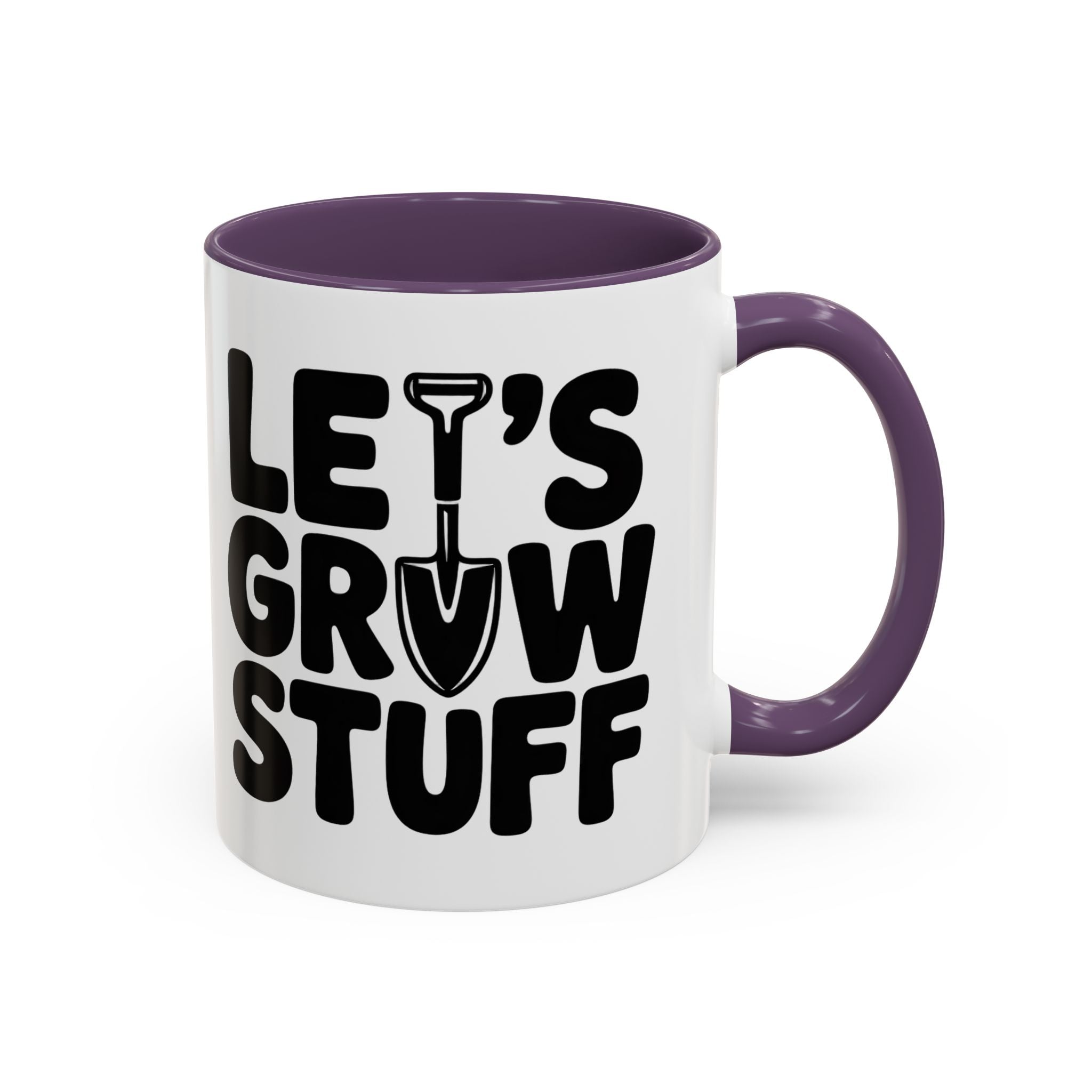 Let's Grow Stuff Coffee Mug — Gardening Mug with Shovel Graphic (11/15 oz)