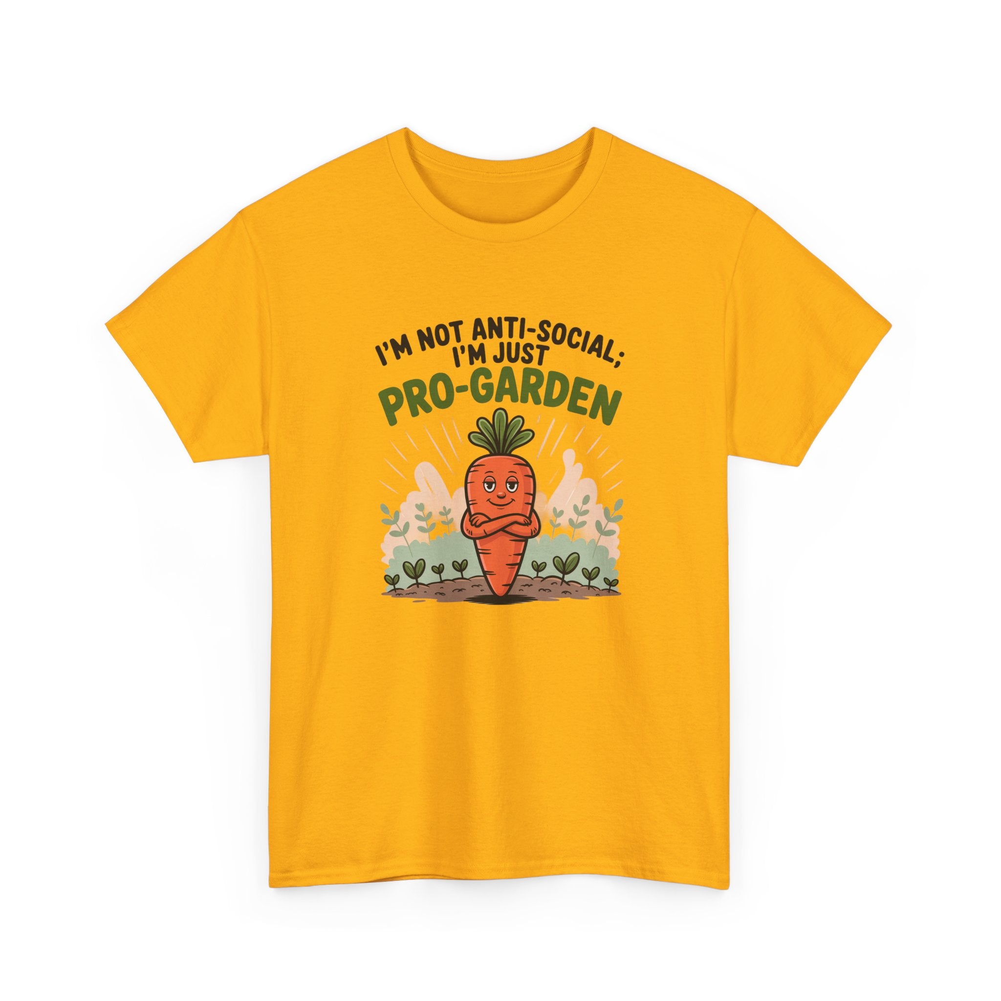 Garden Lover T‑Shirt — "I’m Not Anti-Social, I’m Just Pro-Garden" Cute Carrot Tee