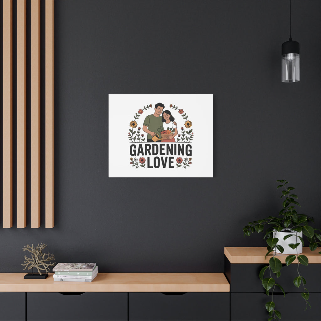 Gardening Love Canvas Print — Couple Gardening Wall Art