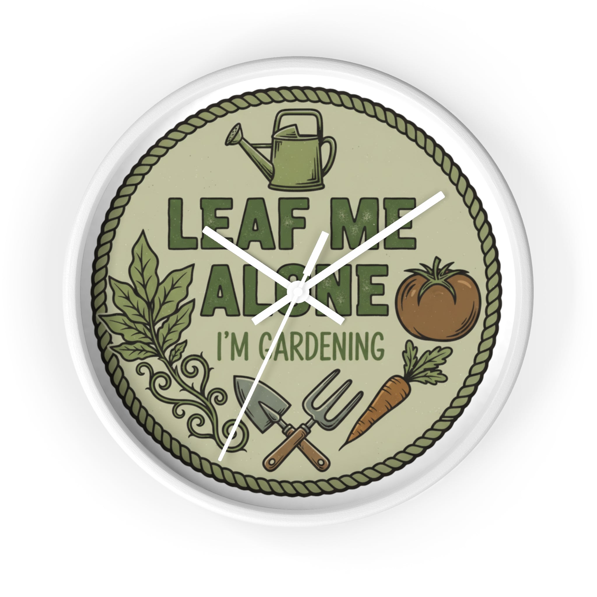 Leaf Me Alone I’m Gardening Wall Clock — Funny Gardener Decorative Clock