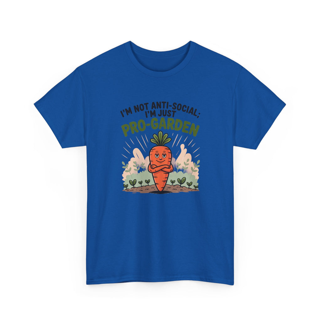 Garden Lover T‑Shirt — "I’m Not Anti-Social, I’m Just Pro-Garden" Cute Carrot Tee
